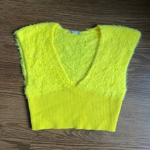 Free People Yellow Crop Vest